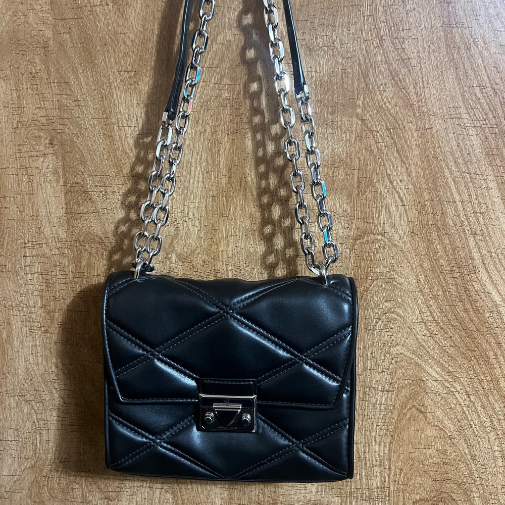 Michael Kors serena flap Black Quilted shoulder and Crossbody Bag Chain Strap - Picture 8 of 14